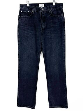 AGOLDE Lana organic cotton dark gray black straight leg distressed jeans size 30